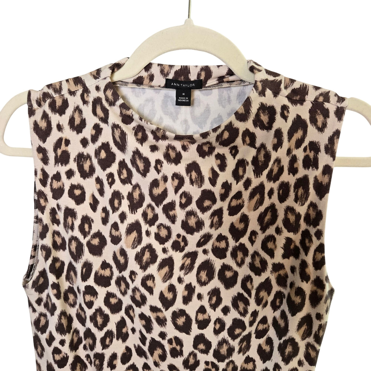 NWT Ann Taylor Leopard Print Mock Neck Sleeveless Jersey Top Size XS