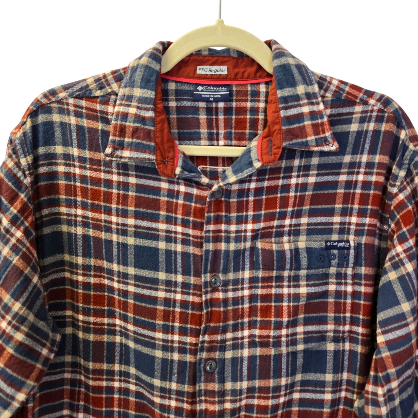 Columbia PFG Flannel Plaid Button Down Shirt Size Medium