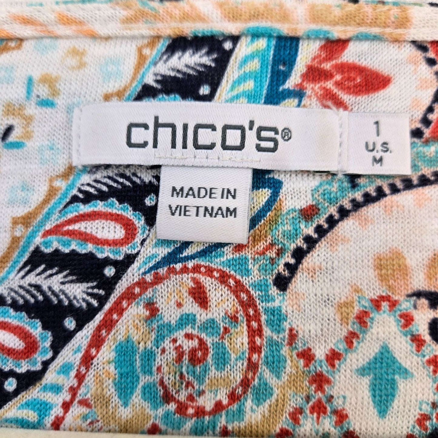 Chico's 100% Linen Paisley Print Short Sleeve Top Size Chico's 1/Medium