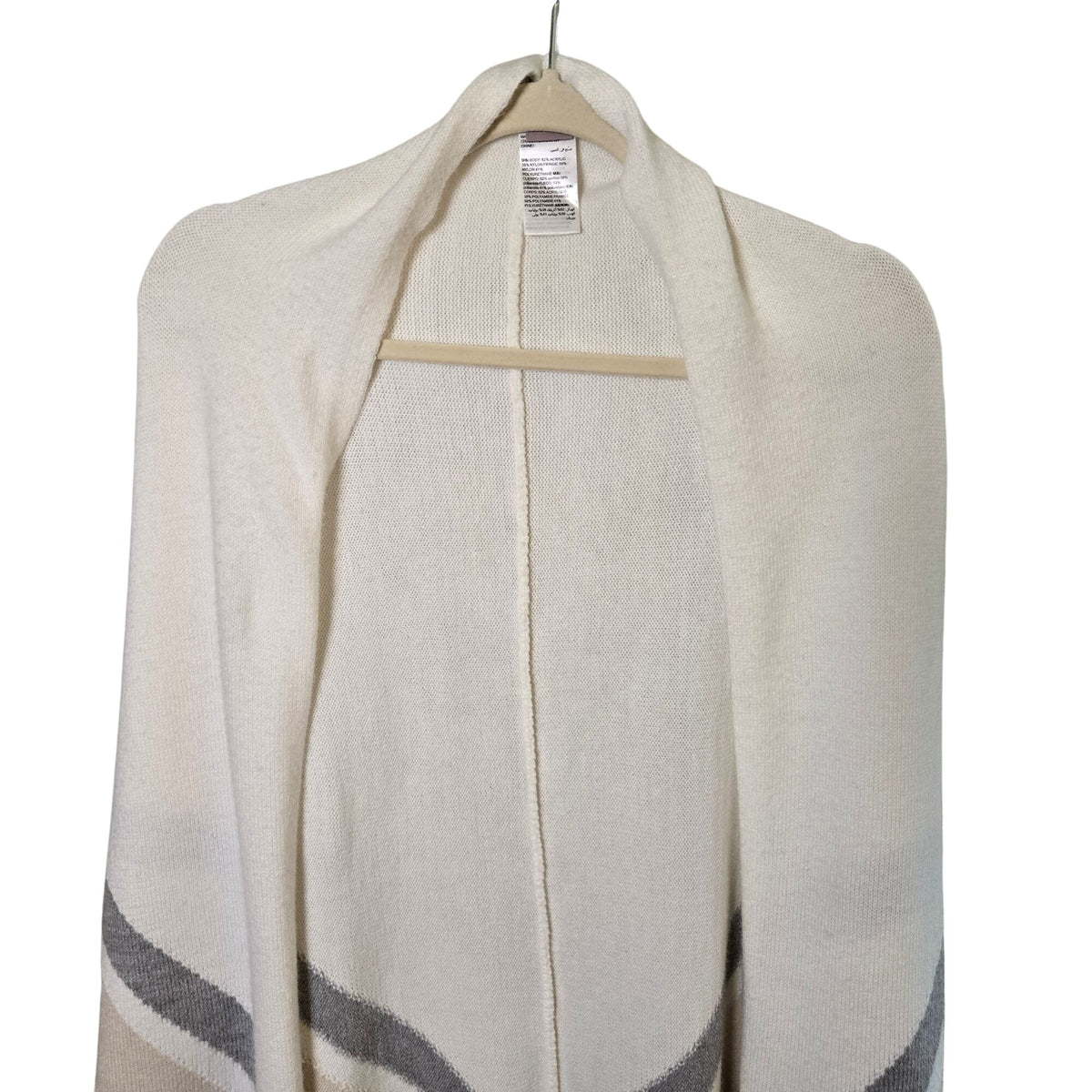Chico's Faux-Suede Striped Fringe Ruana Wrap Poncho One Size