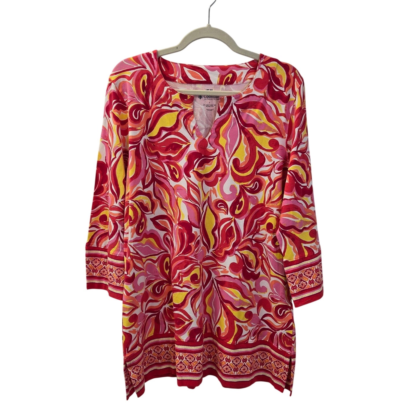 NWT Coolibar Raval St. Lucia UPF 50+ Floral Tunic Top Size Large