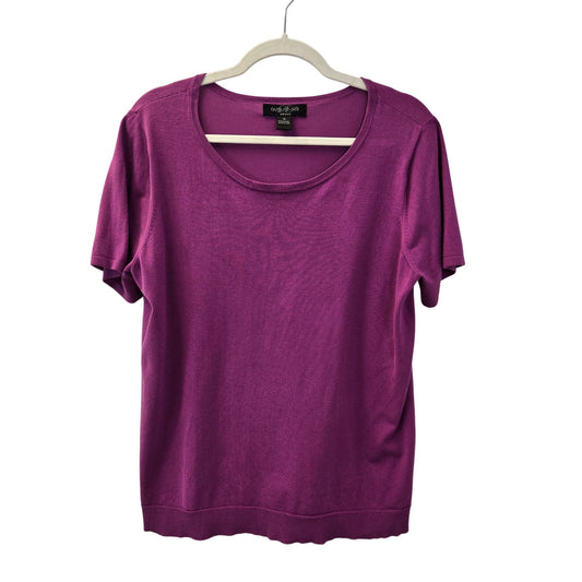 August Silk Woman Silk Blend Lightweight Short Sleeve Sweater Size 1X