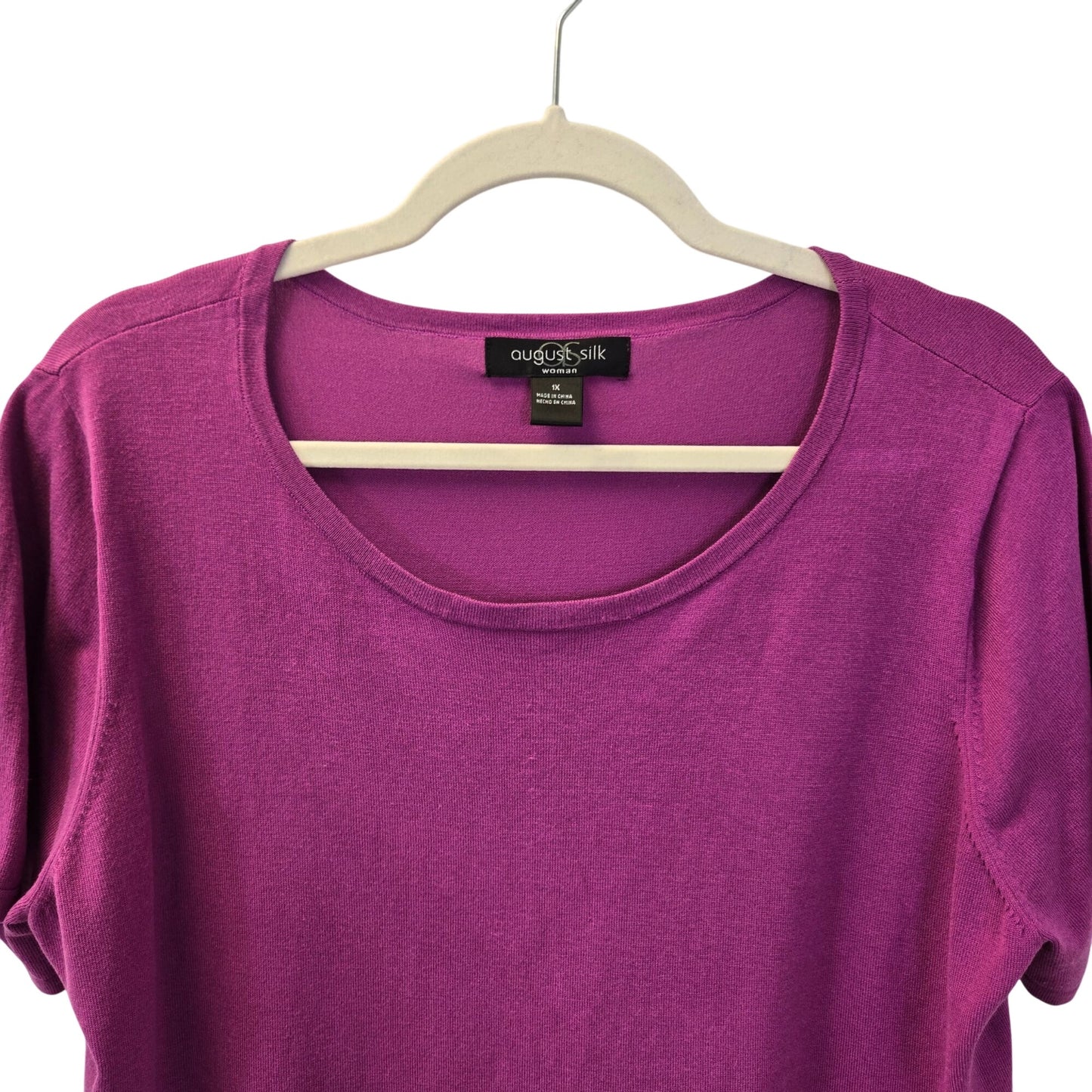 August Silk Woman Silk Blend Lightweight Short Sleeve Sweater Size 1X