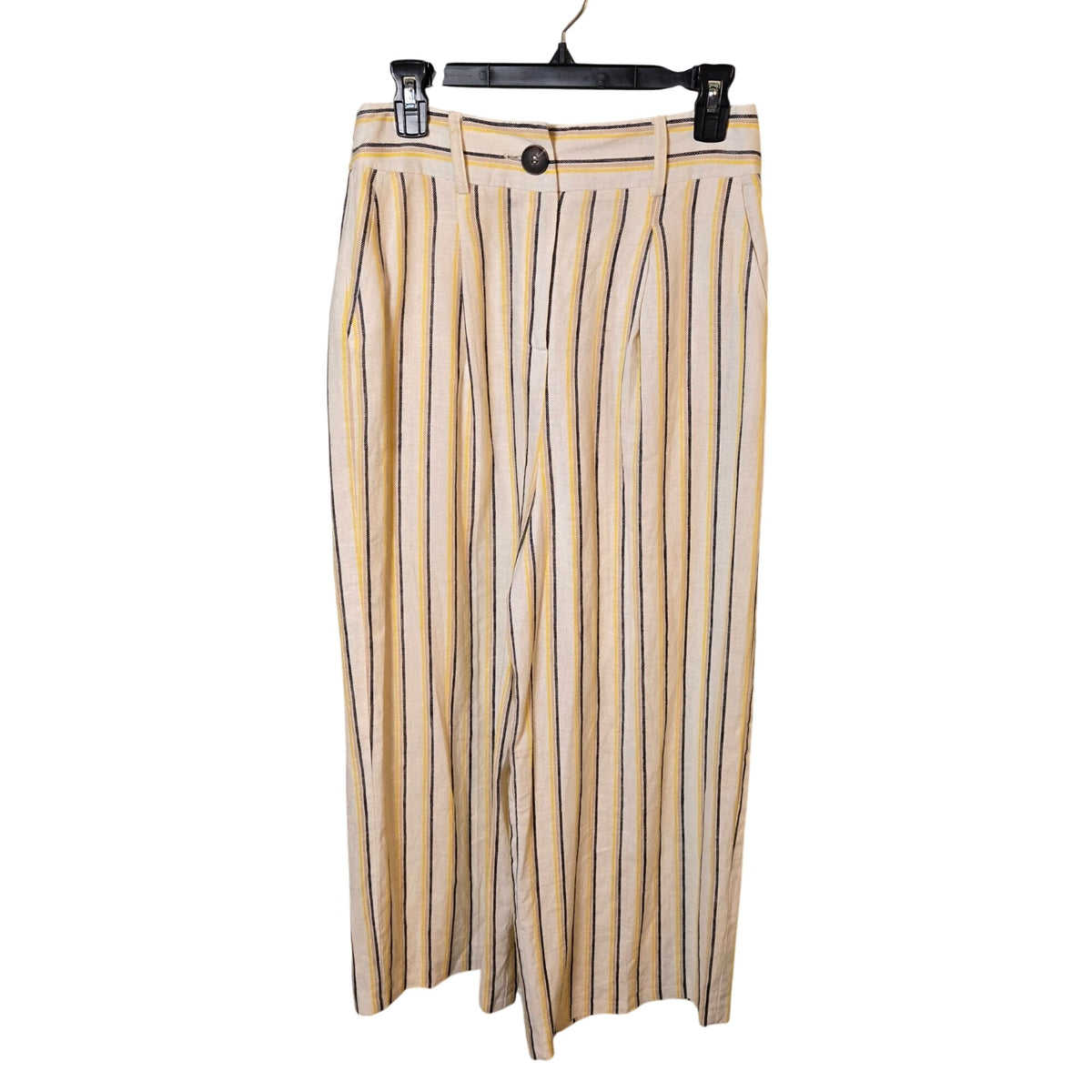 Miss Selfridge Linen Blend High Rise Wide Leg Crop Pants Size 6