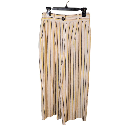 Miss Selfridge Linen Blend High Rise Wide Leg Crop Pants Size 6