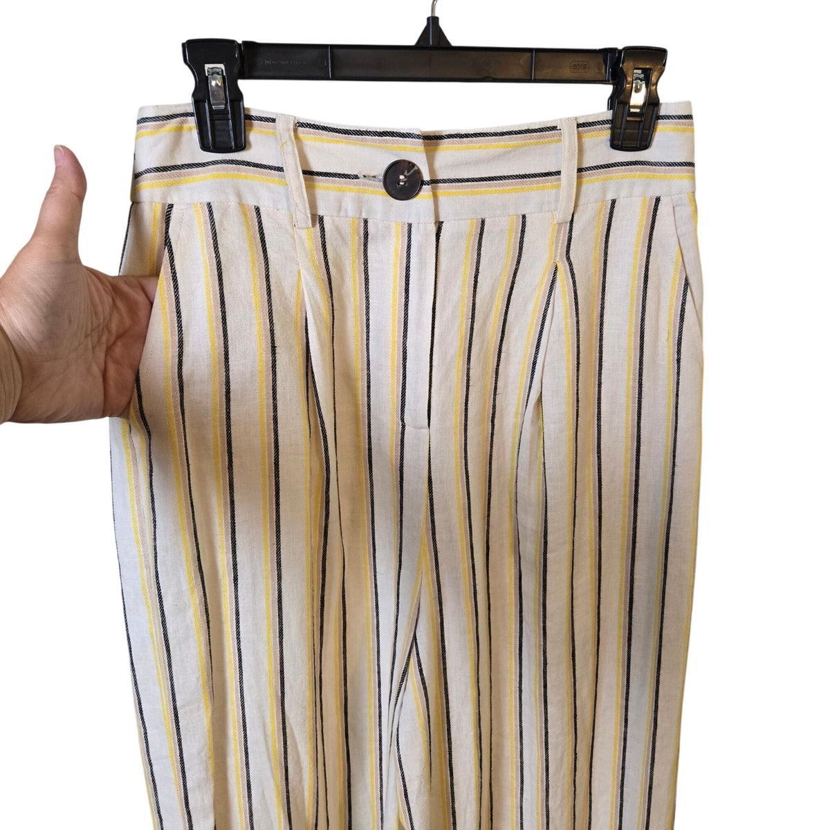 Miss Selfridge Linen Blend High Rise Wide Leg Crop Pants Size 6