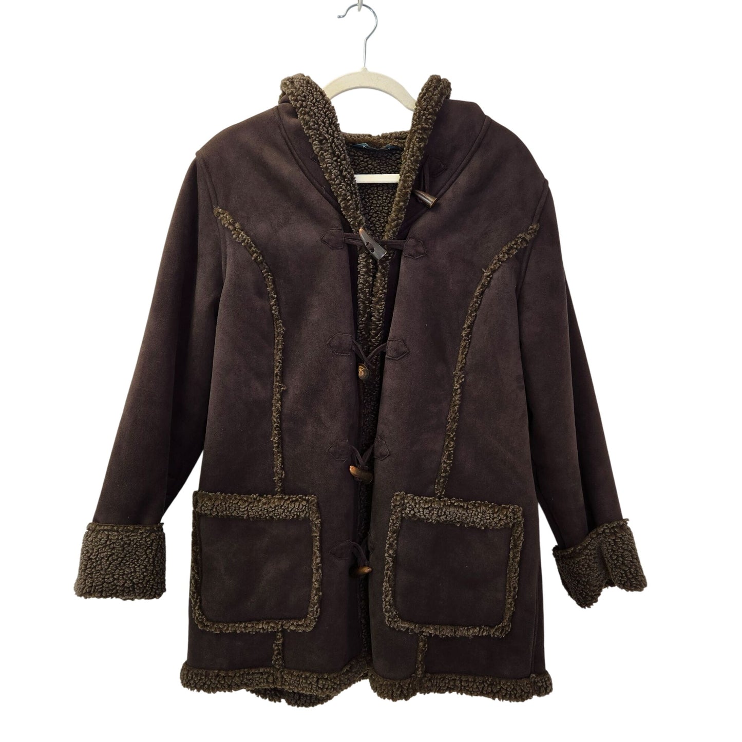 L.L. Bean Faux Suede Sherpa Lined Toggle Closure Jacket Size Medium