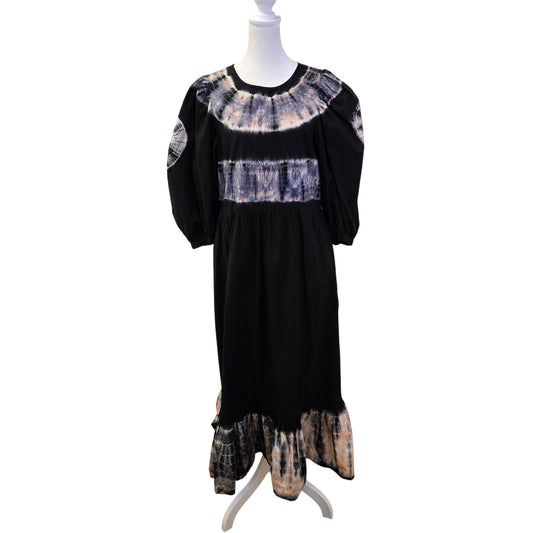 Sea New York Daria Puff Sleeve Tie Dye Ruffle Hem Midi Dress Size 10