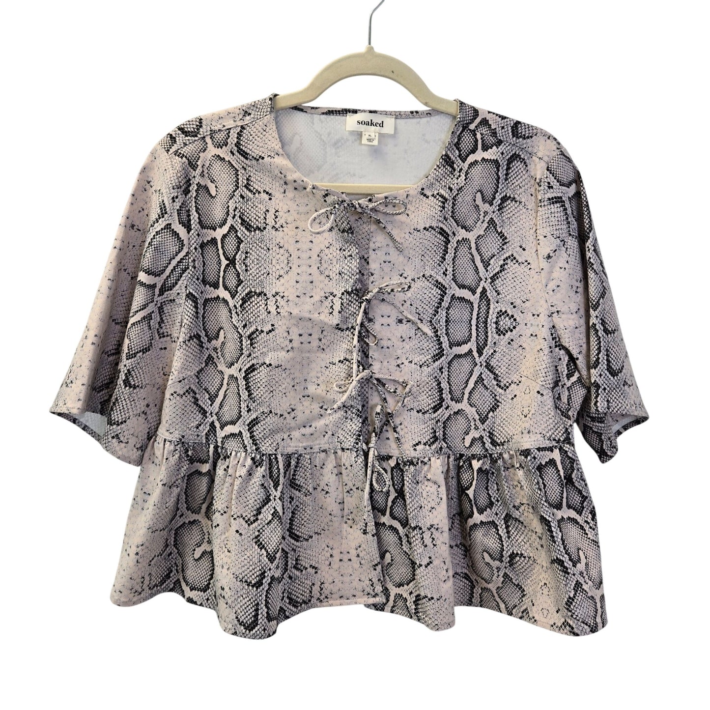 Soaked in Luxury SLXala Blouse in Grey Snake Print Size XL