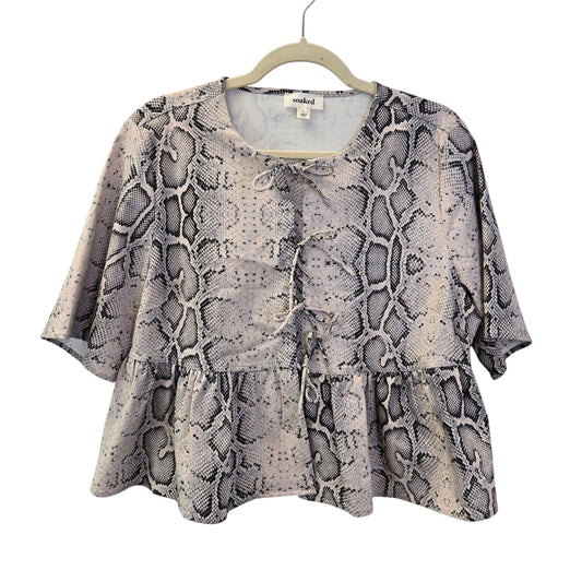 Soaked in Luxury SLXala Blouse in Grey Snake Print Size XL