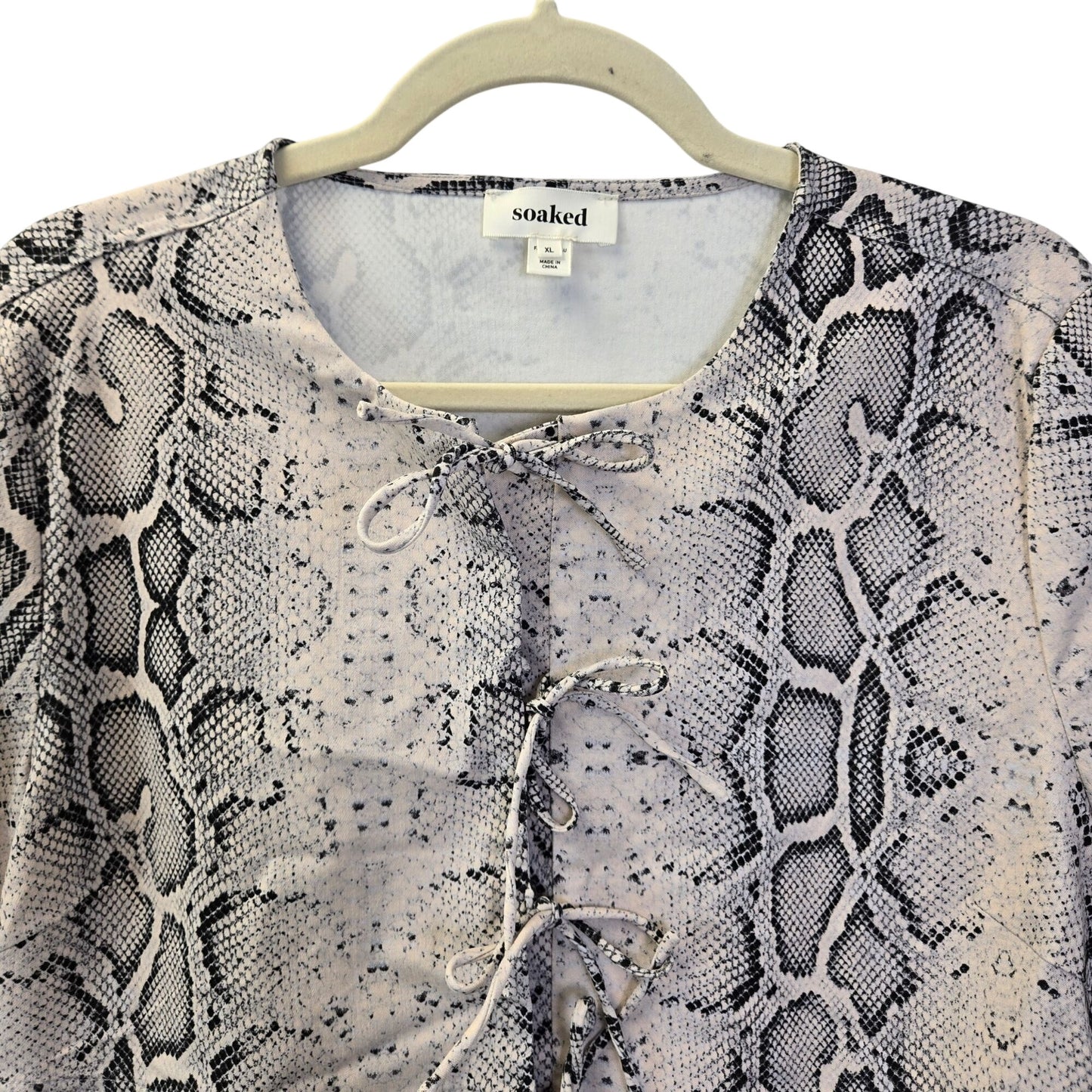 Soaked in Luxury SLXala Blouse in Grey Snake Print Size XL