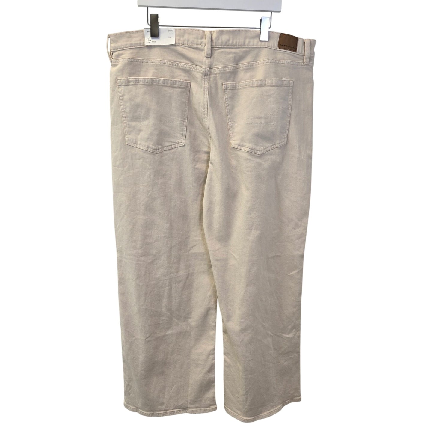 NWT American Eagle Wide Leg High Rise Stovepipe Jeans in Ecru Size 20