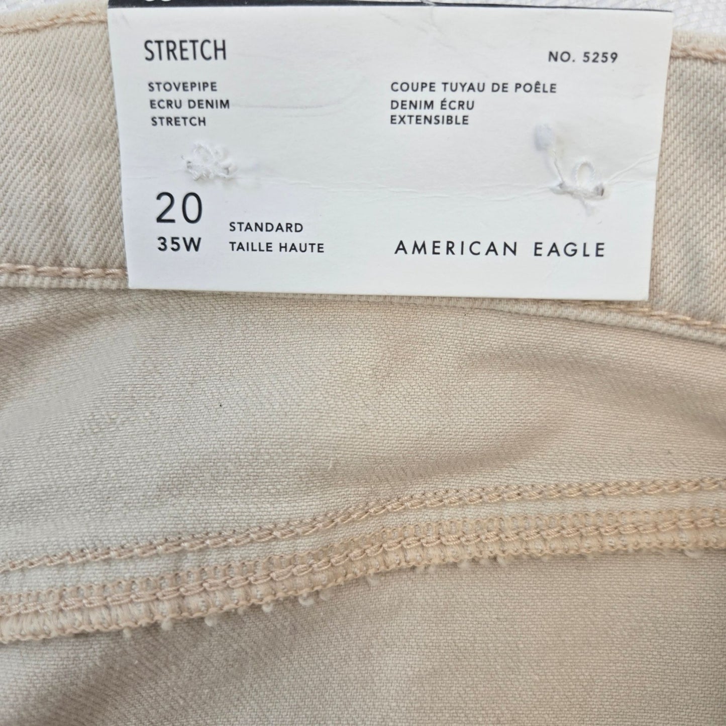 NWT American Eagle Wide Leg High Rise Stovepipe Jeans in Ecru Size 20