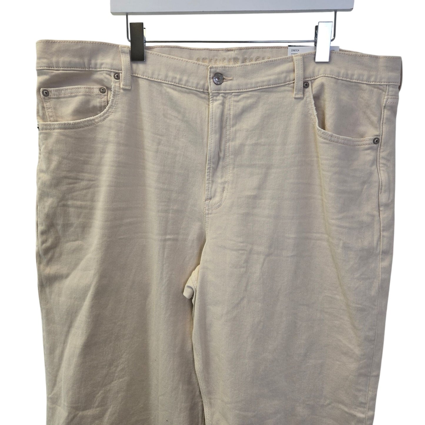 NWT American Eagle Wide Leg High Rise Stovepipe Jeans in Ecru Size 20