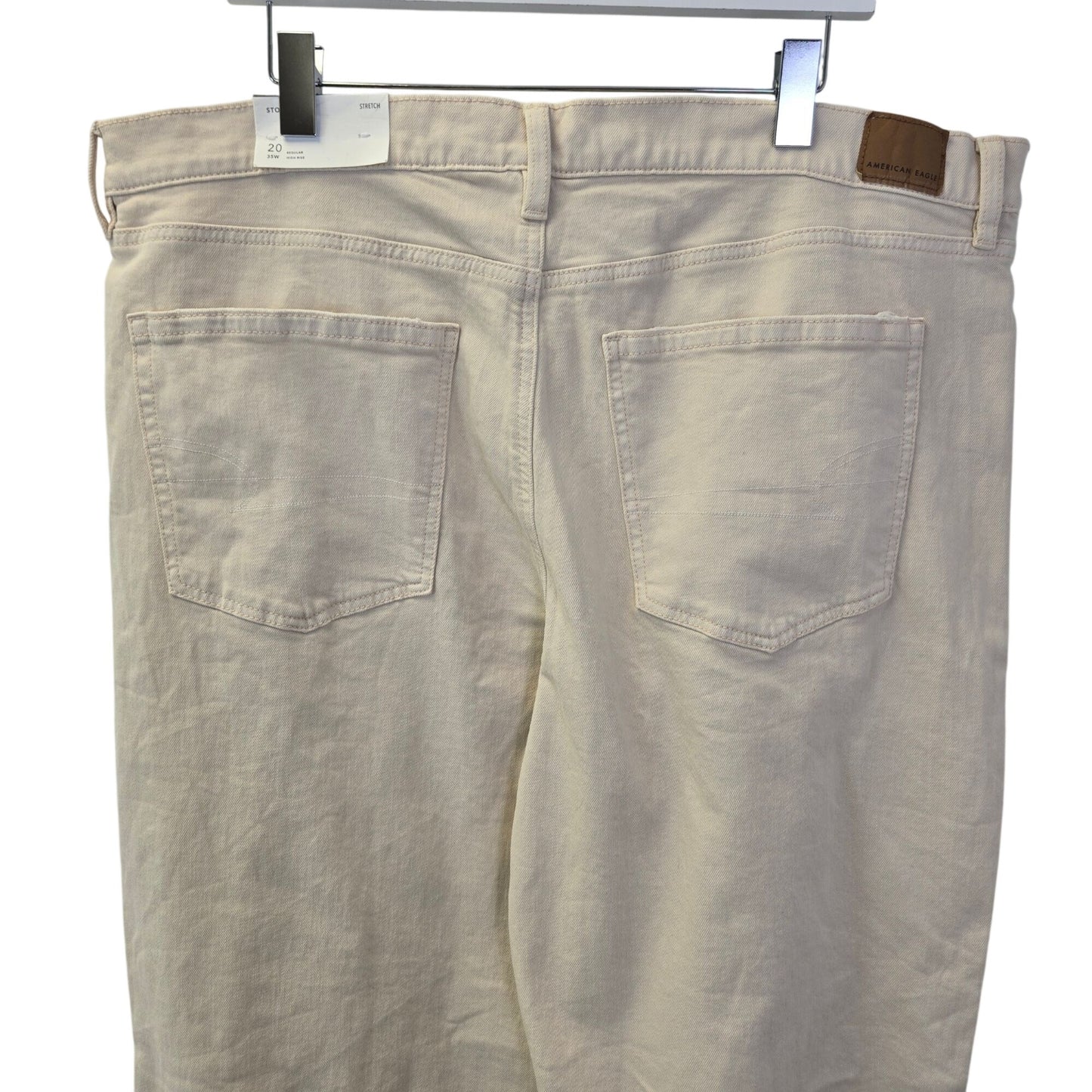 NWT American Eagle Wide Leg High Rise Stovepipe Jeans in Ecru Size 20