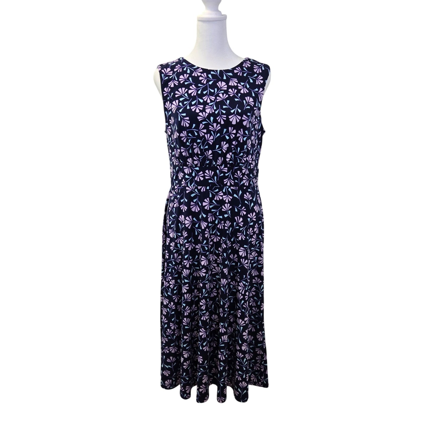 London Times Abstract Floral Print Fit & Flare Midi Dress Size 8