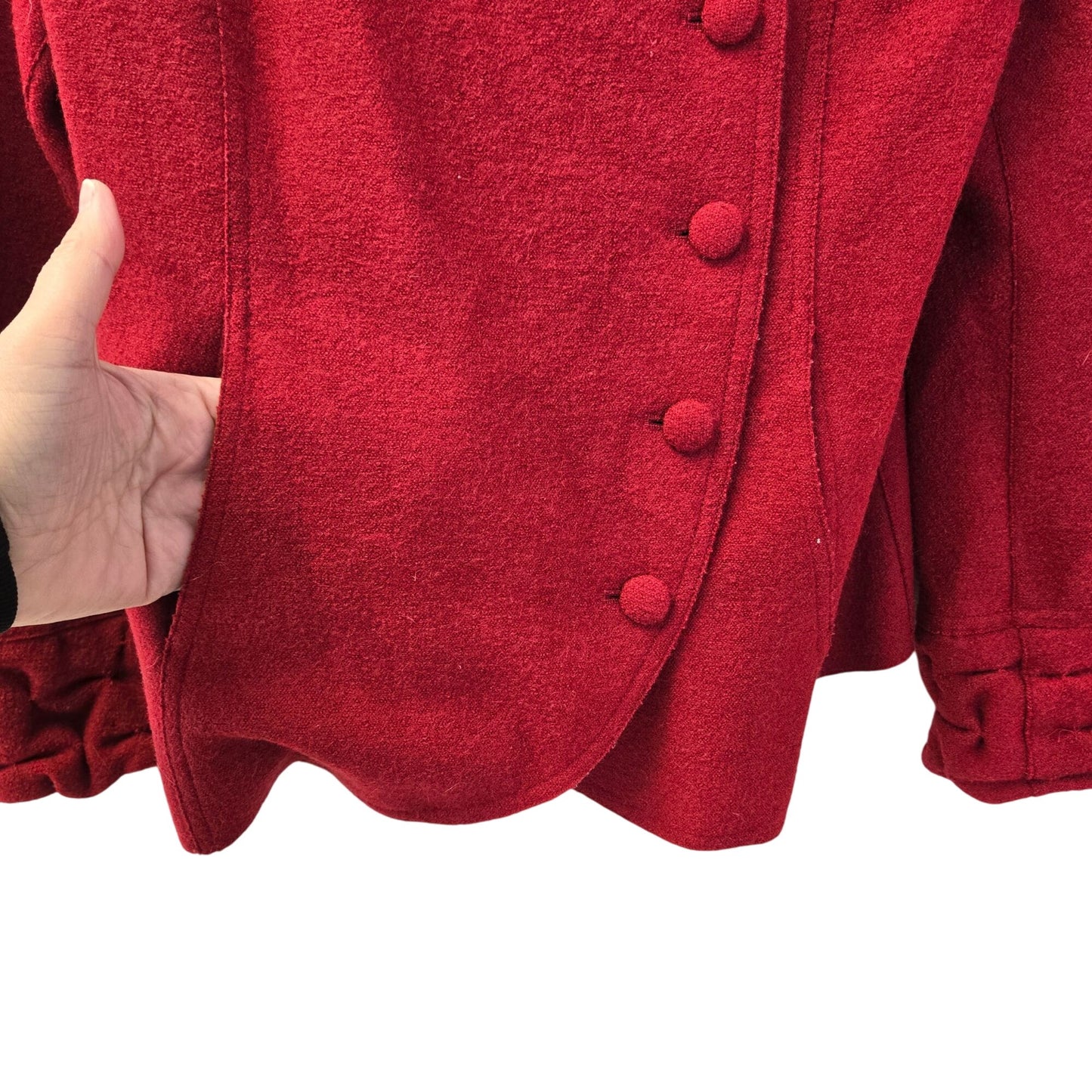 Beyond Threads Alpaca & Wool Blend Ruffle Trim Asymmetrical Button Jacket Size S Petite