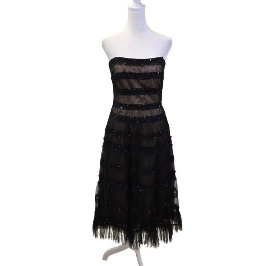 BCBGMaxAzria Lace & Tulle Sequin Embellished Strapless Dress Size 8