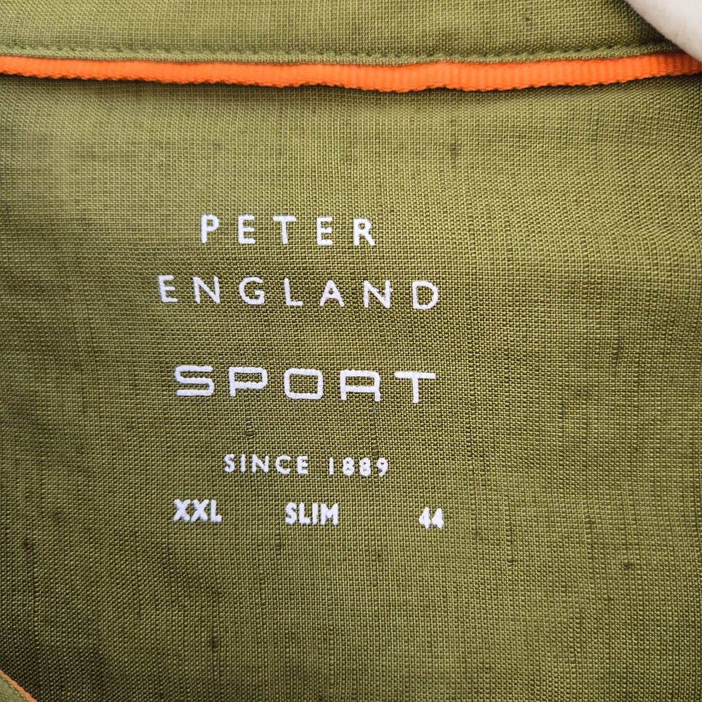 Peter England Sport Viscose & Linen Blend Slim Fit Quarter Button Shirt Size 44/XXL