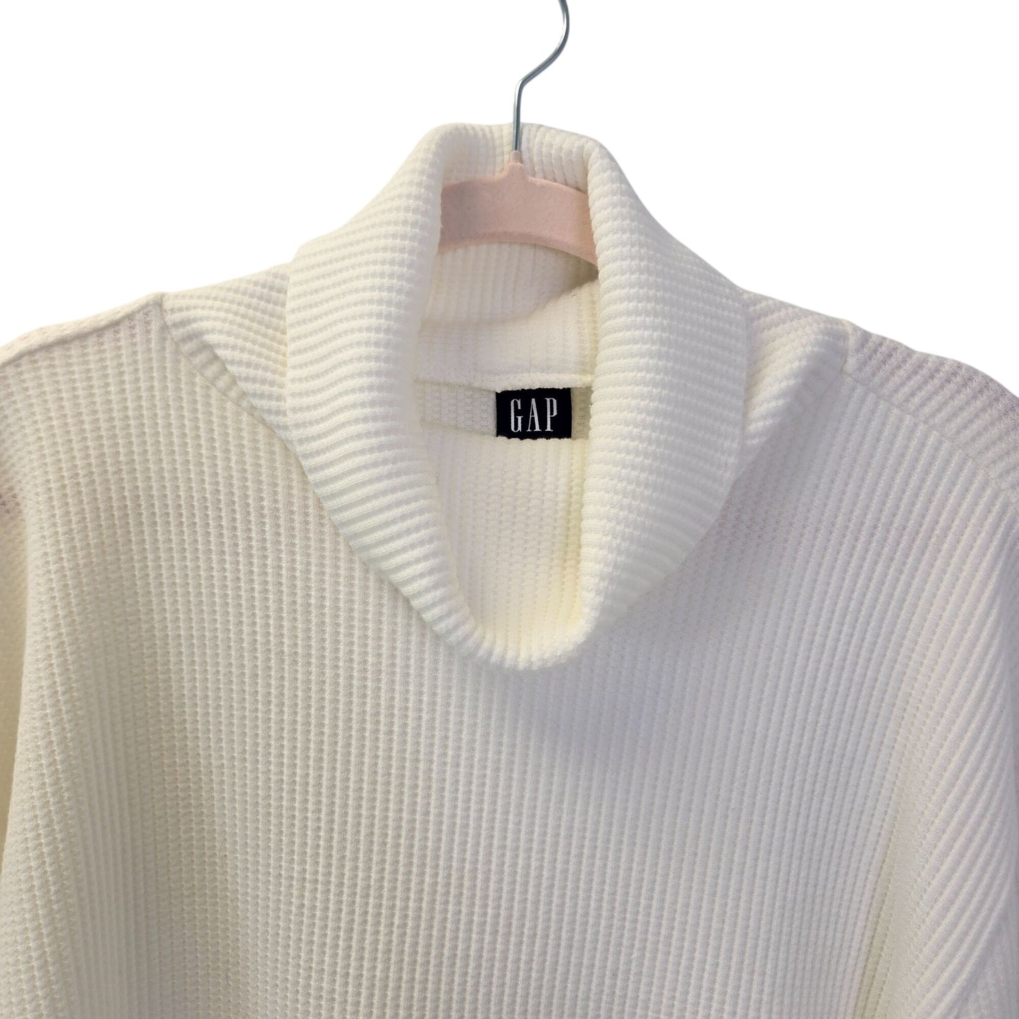 Gap Oversized Waffle Thermal Knit Split Hem Cowlneck Top Size XS/S