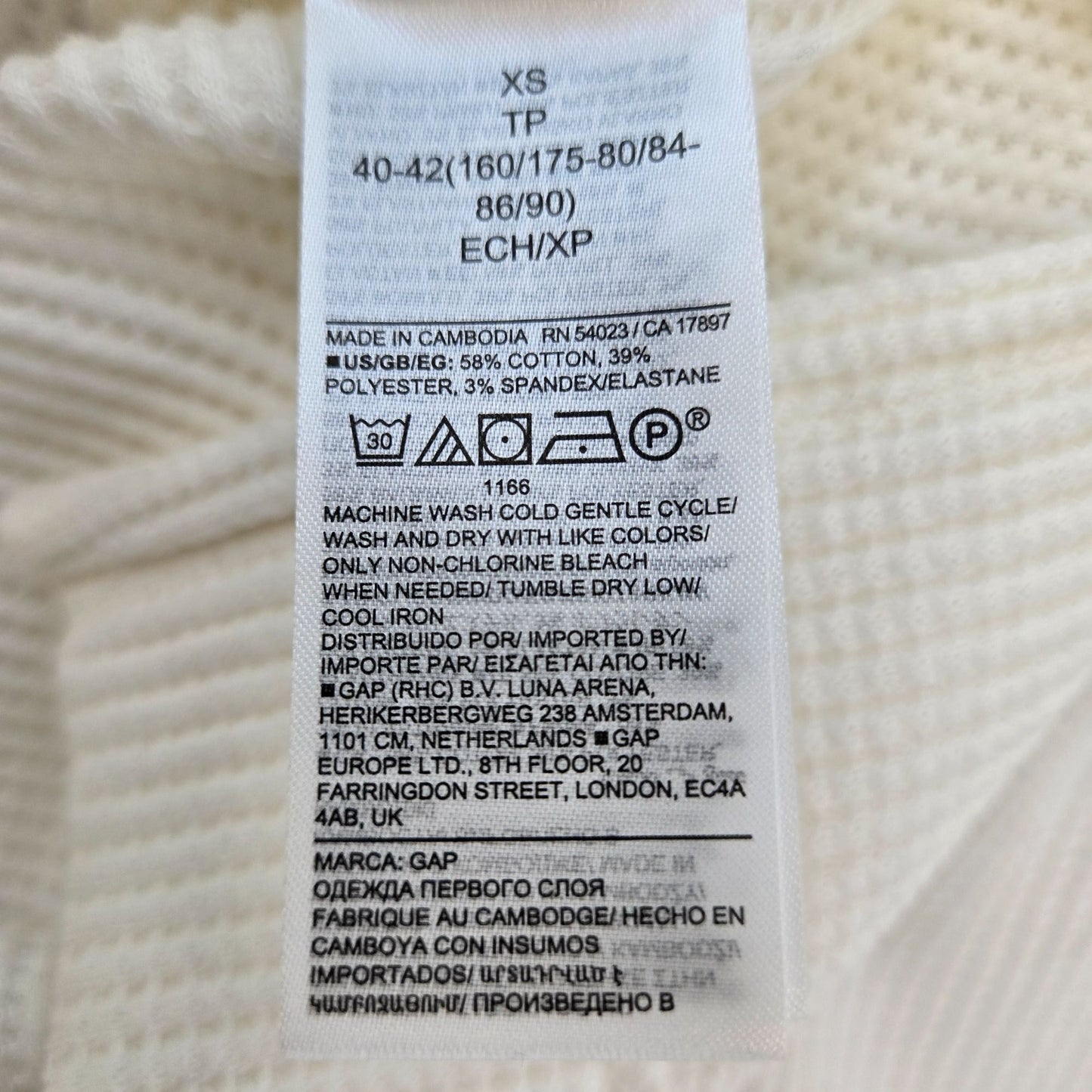 Gap Oversized Waffle Thermal Knit Split Hem Cowlneck Top Size XS/S