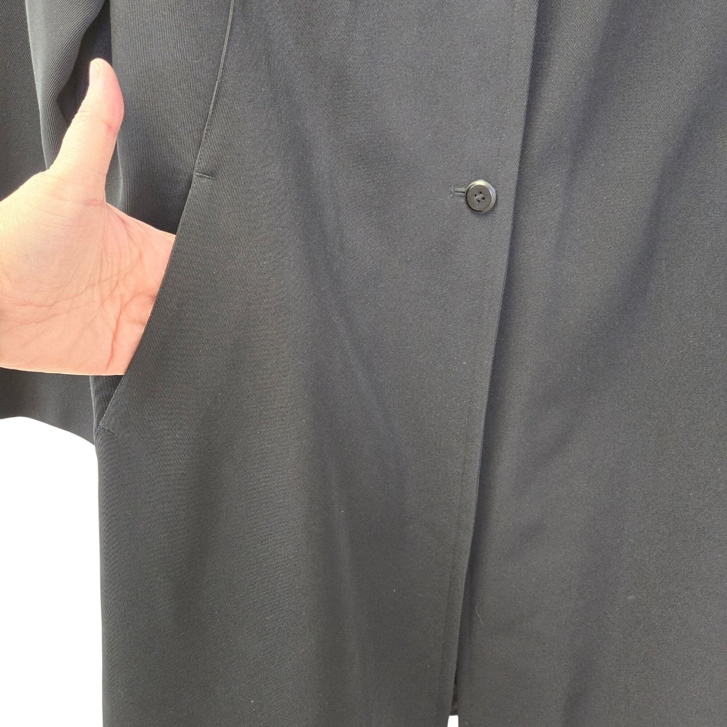 Bernardo Long Line Single Breasted Black Coat Size Medium