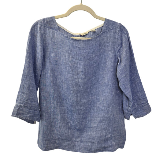 L.L. Bean 100% Linen 3/4 Sleeve Top Size XS/S