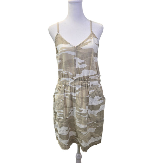 Splendid Linen Blend Raw Hem Camouflage Mini Dress Size Medium