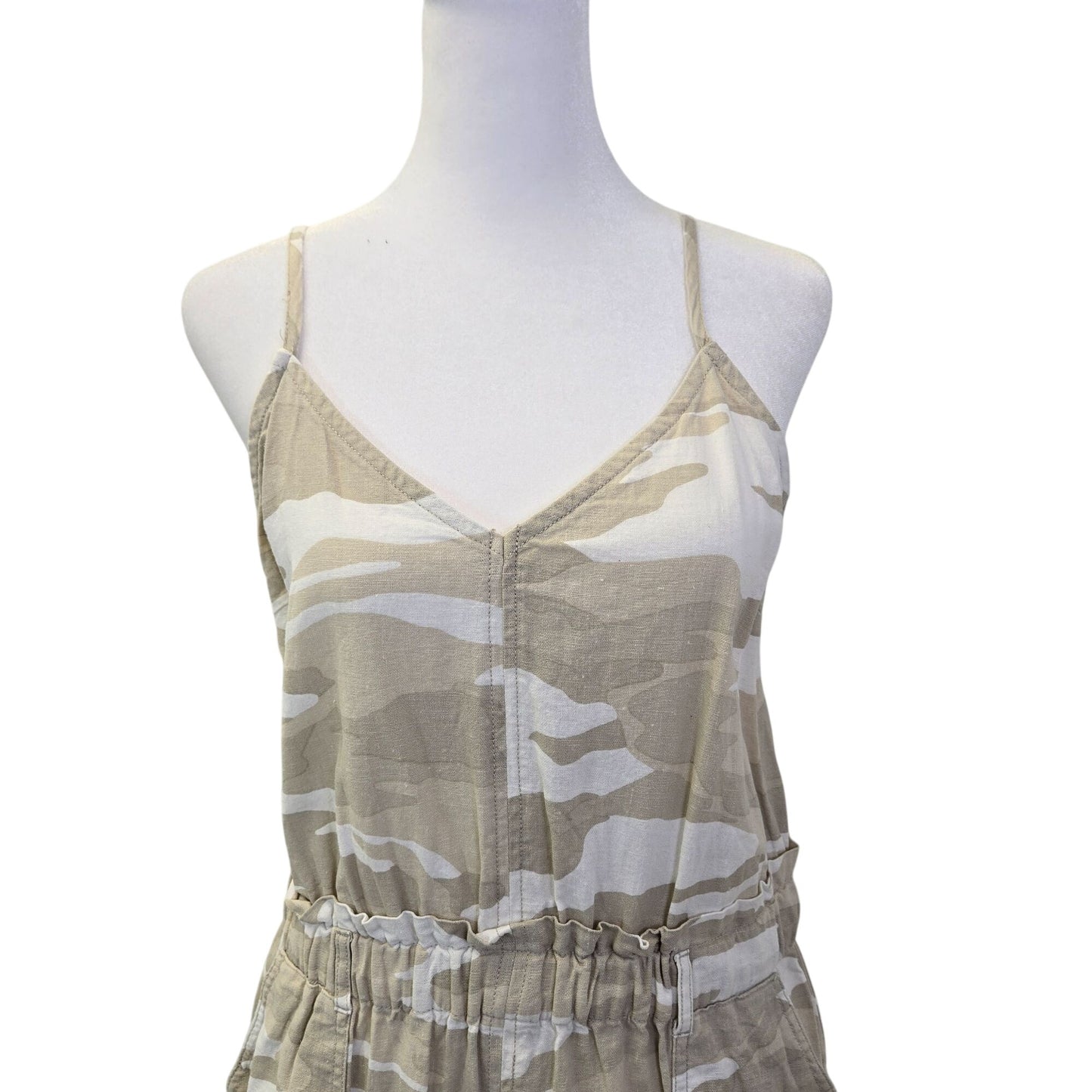 Splendid Linen Blend Raw Hem Camouflage Mini Dress Size Medium