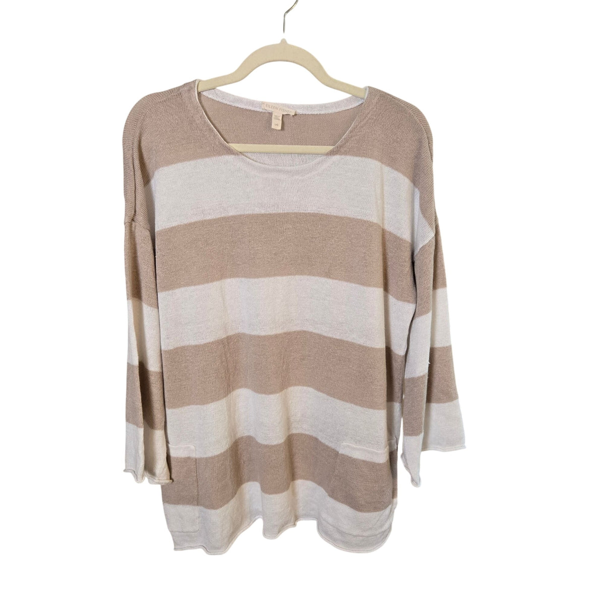 Eileen Fisher 100% Linen 3/4 Wide Sleeve Sweater Size Large