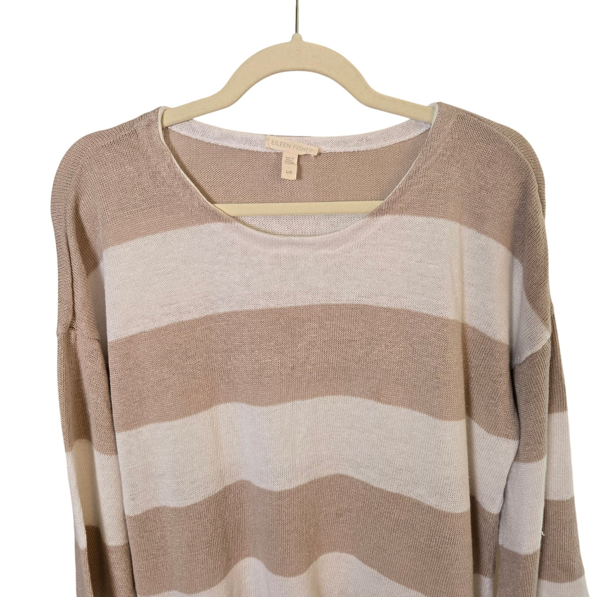 Eileen Fisher 100% Linen 3/4 Wide Sleeve Sweater Size Large