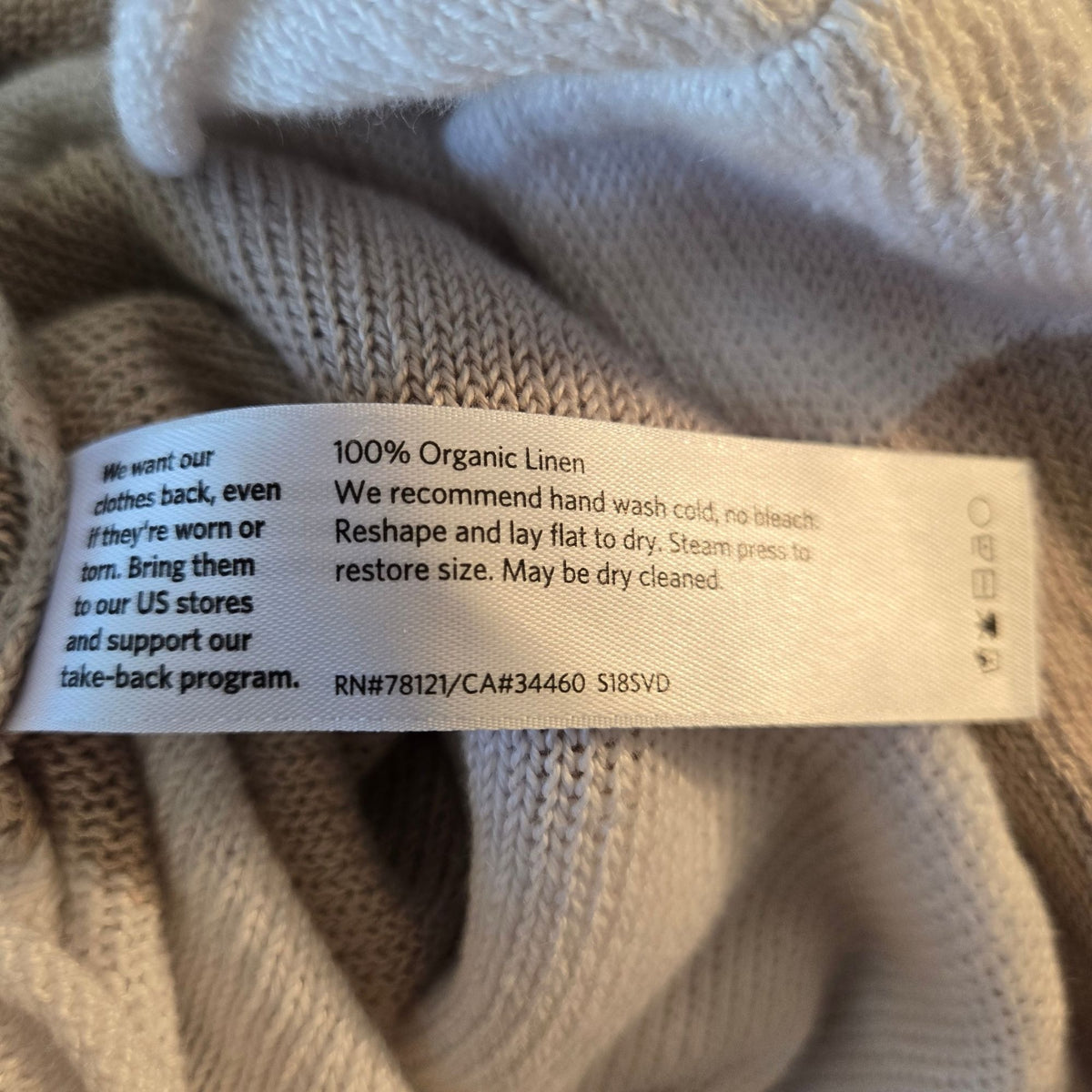 Eileen Fisher 100% Linen 3/4 Wide Sleeve Sweater Size Large