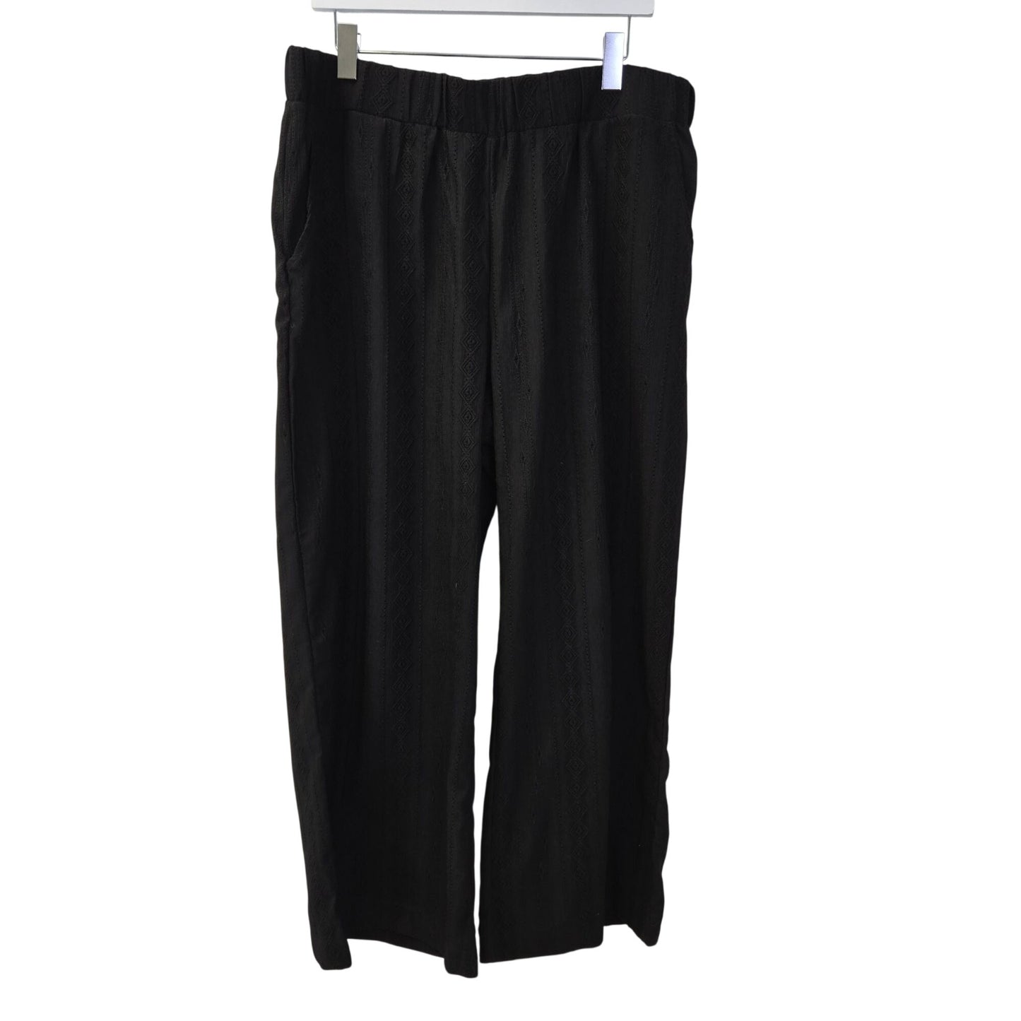 NWT Sabrina Lauren Diamond Embroidered Wide Leg Pull On Pants Size XL