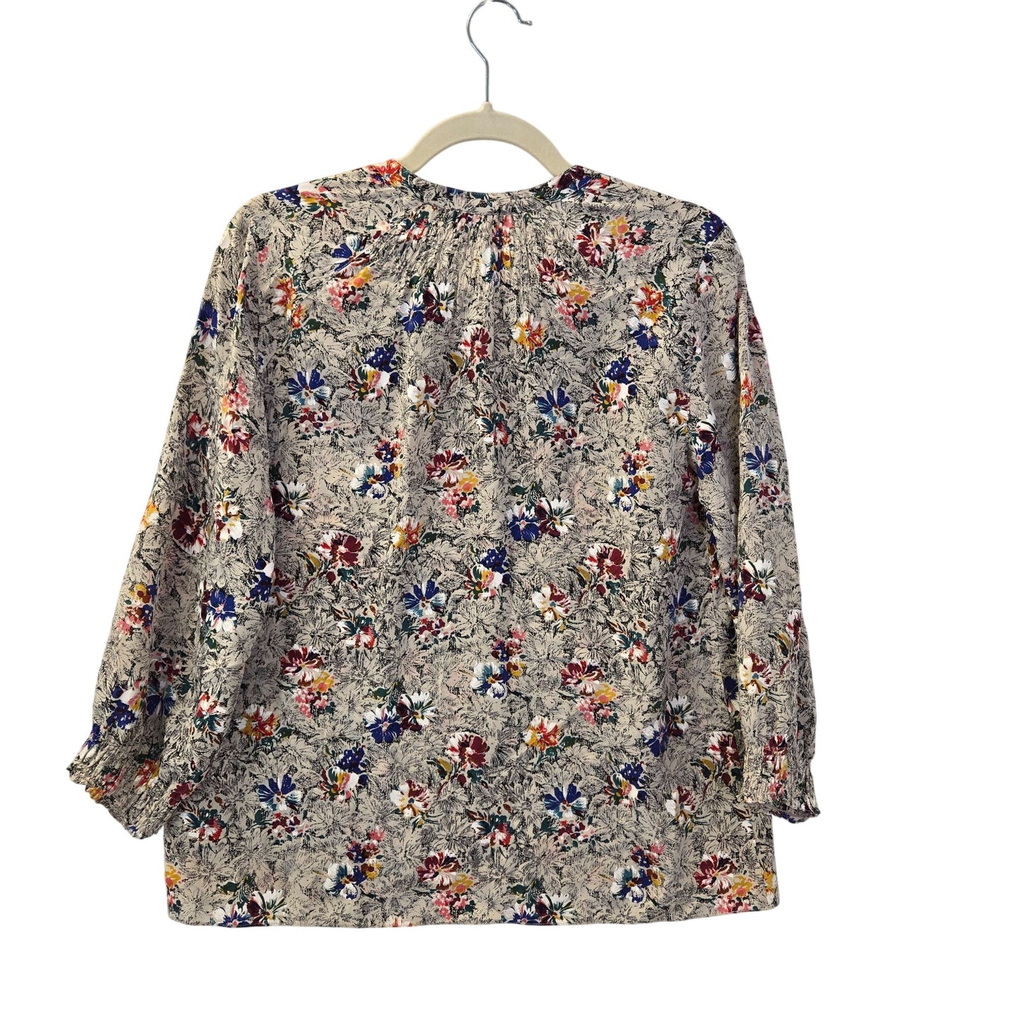 Rebecca Taylor 100% Silk Floral Half Snap Popover Blouse Size 0