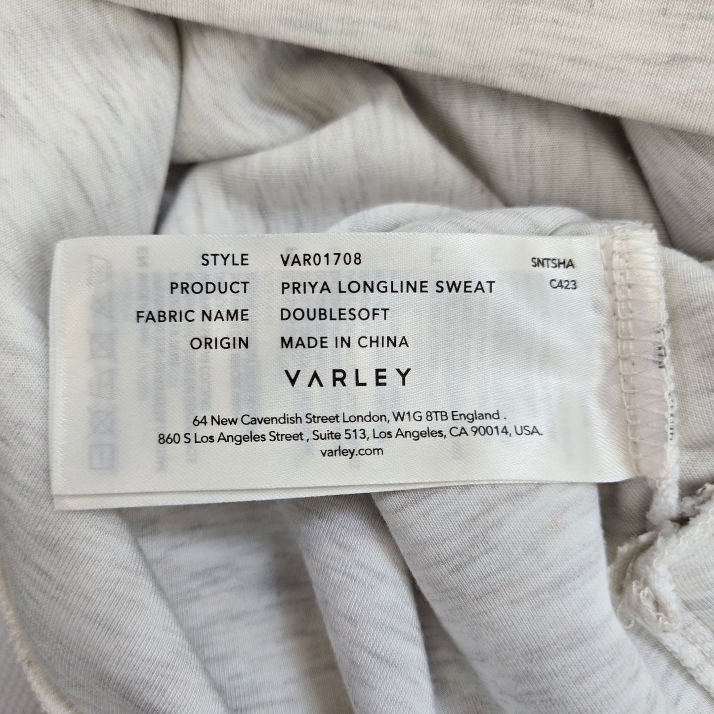 Varley Priya Longline Doublesoft Cowlneck Sweatshirt Size Medium