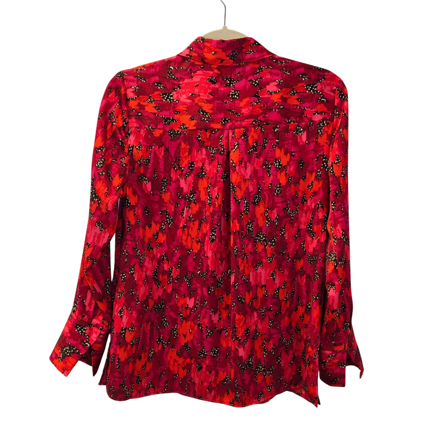 NIC+ZOE Graphic Print Hidden Button Down Split Cuff Blouse Size XS