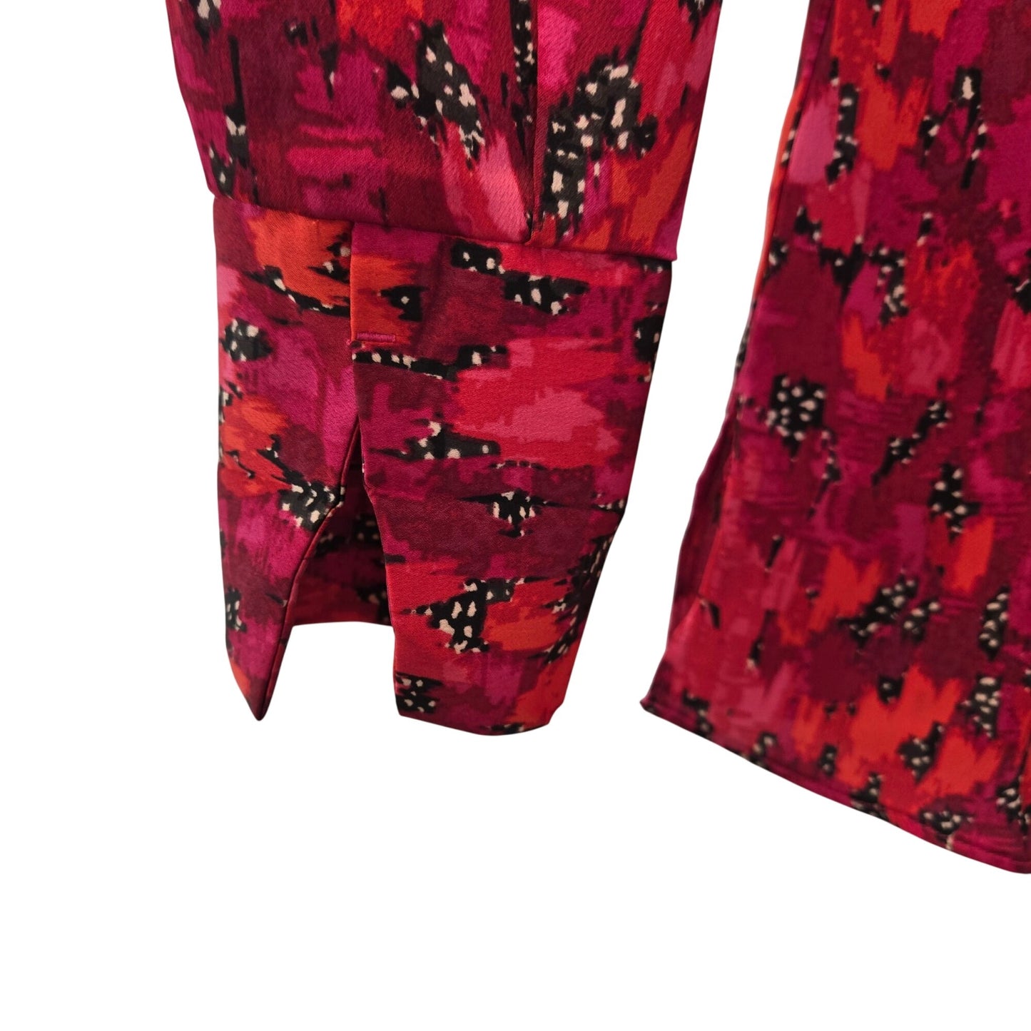 NIC+ZOE Graphic Print Hidden Button Down Split Cuff Blouse Size XS
