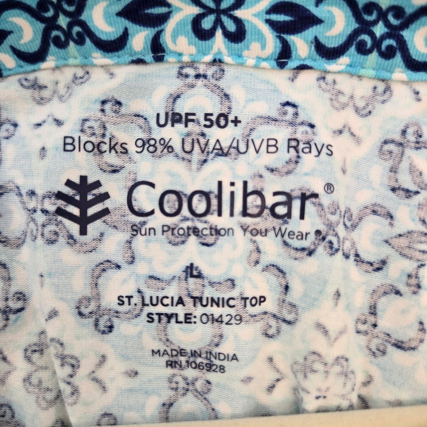 Coolibar Oceanside St. Lucia UPF 50+ Floral Tunic Top Size Large