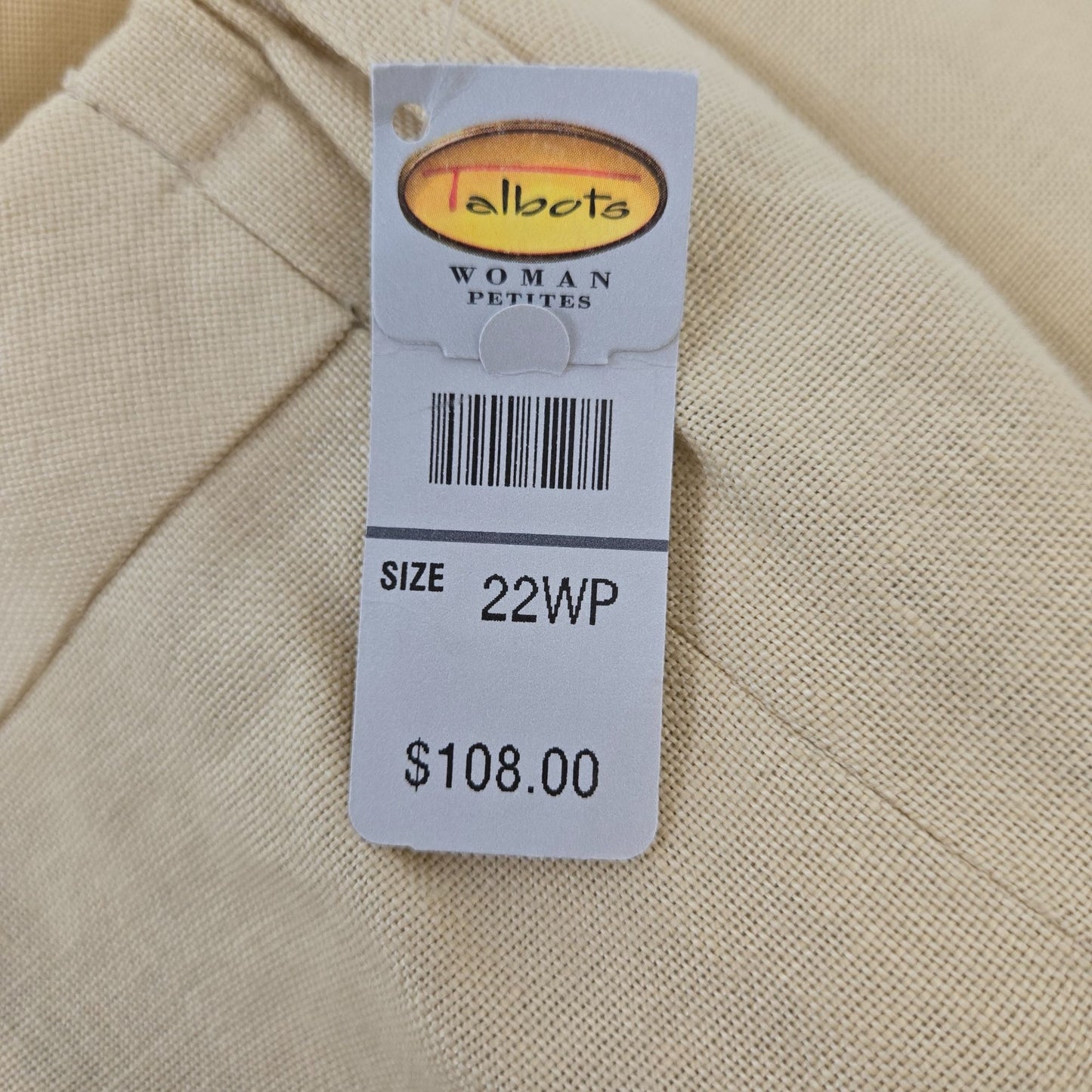 NWT Talbots 100% Irish Linen Cropped Pants Size 22W Petite