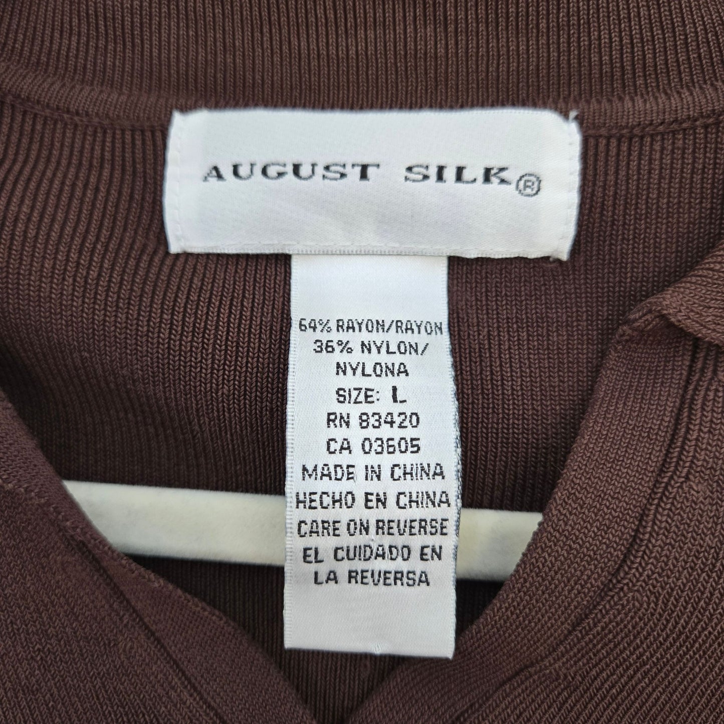 August Silk Collared V-Neck Knit Sweater Size Large