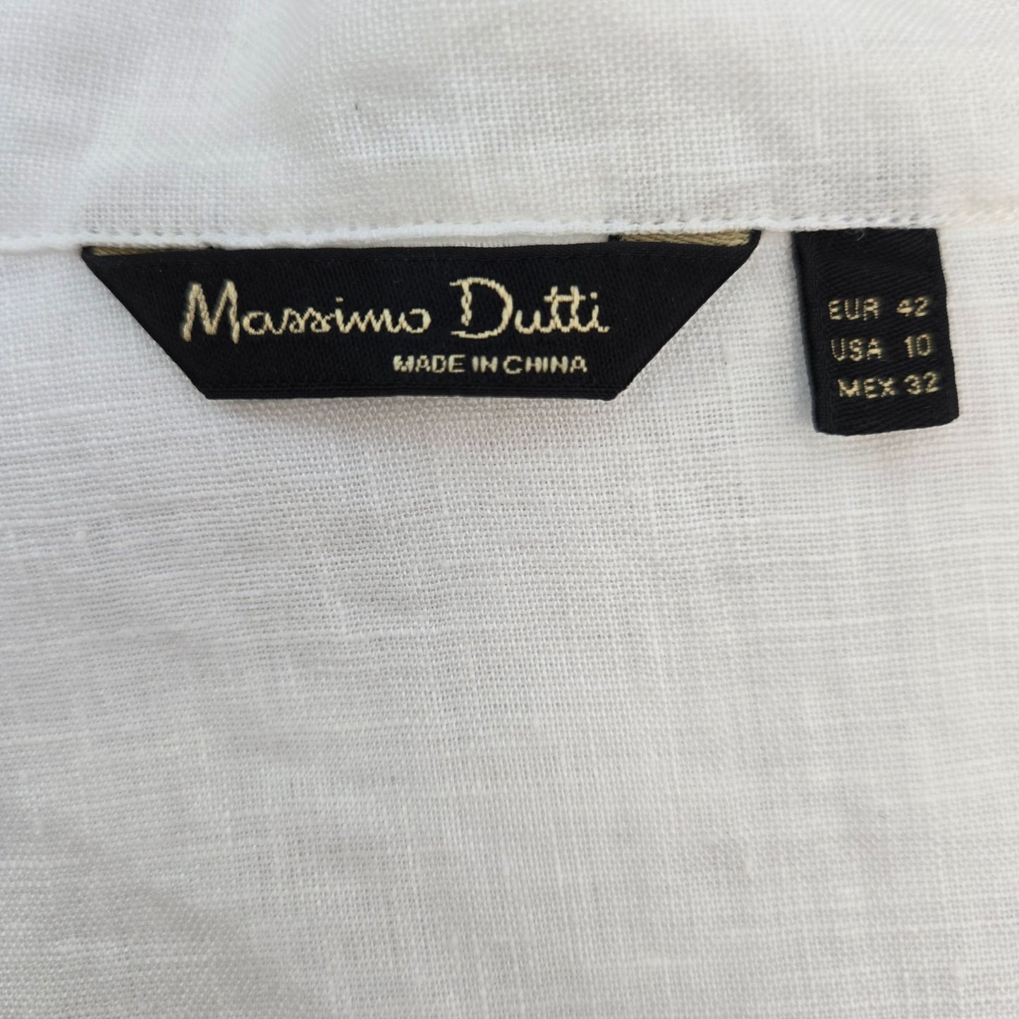 Massimo Dutti 100% Linen V-Neck Split Hem Tunic Top Size 10