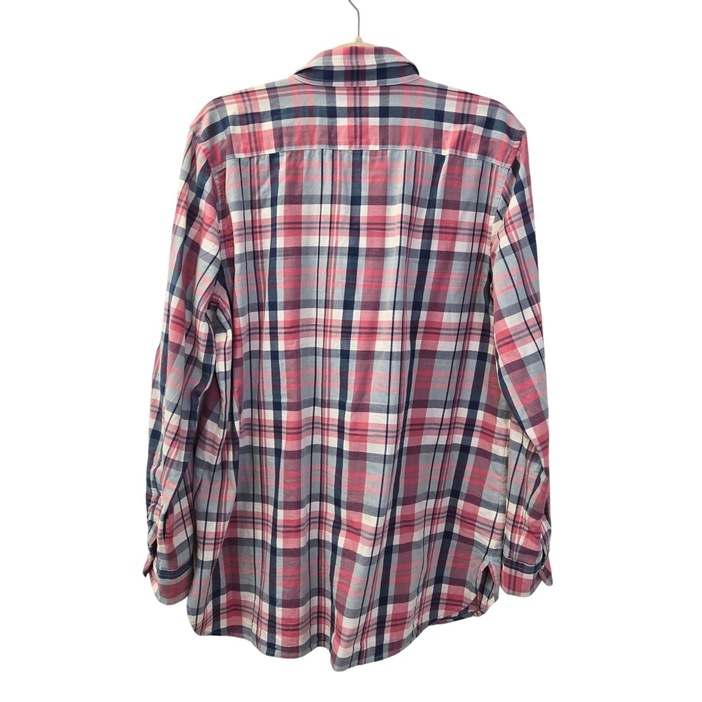 Lauren Ralph Lauren Black Label Plaid Roll Tab Sleeve Button Down Shirt Size XL