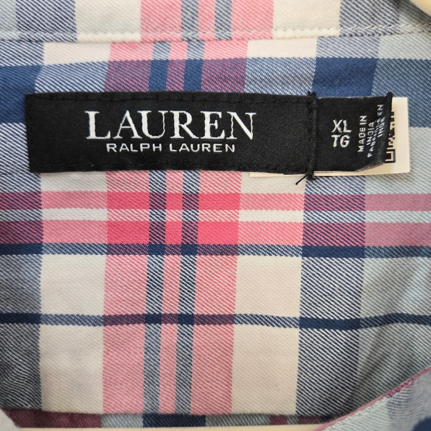 Lauren Ralph Lauren Black Label Plaid Roll Tab Sleeve Button Down Shirt Size XL