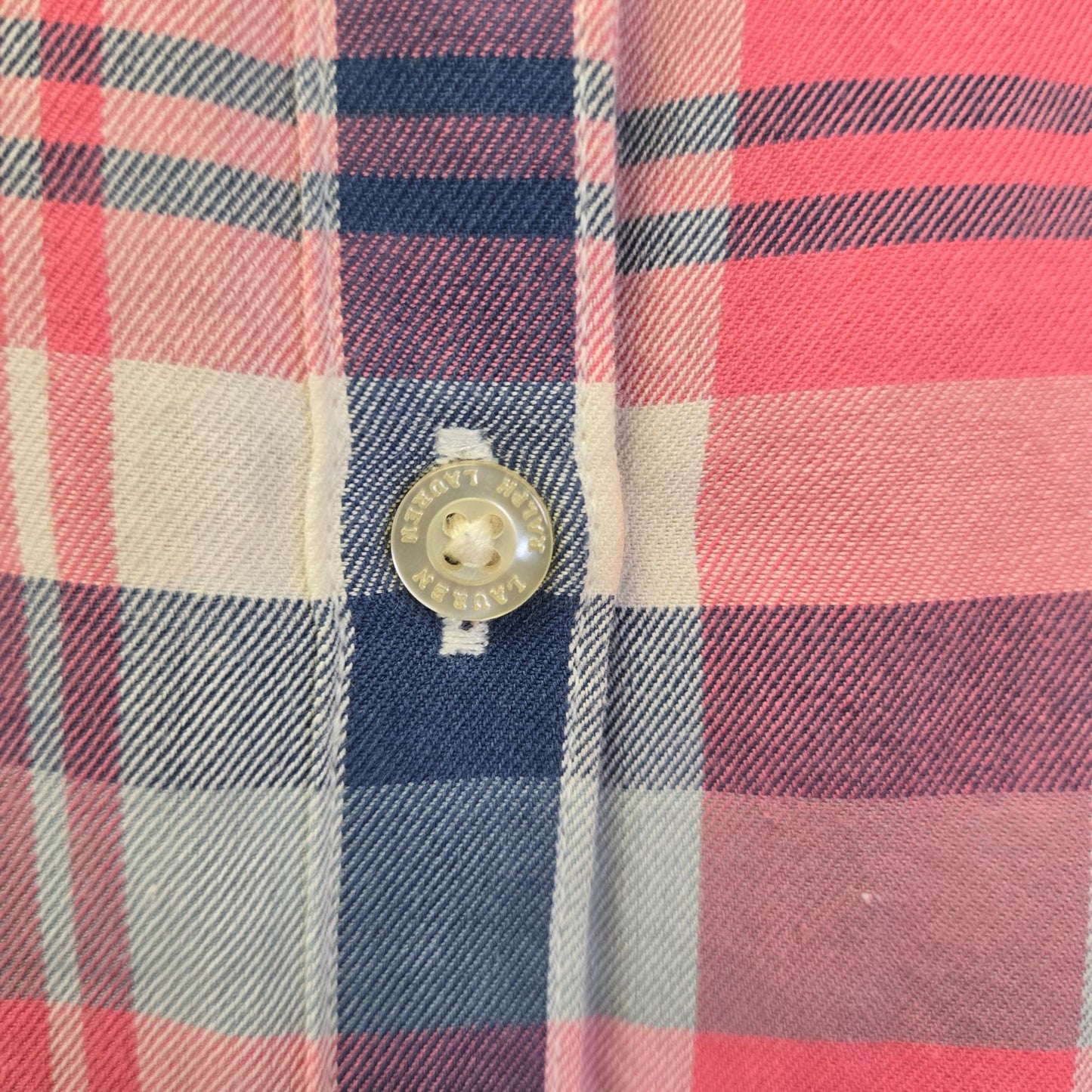 Lauren Ralph Lauren Black Label Plaid Roll Tab Sleeve Button Down Shirt Size XL