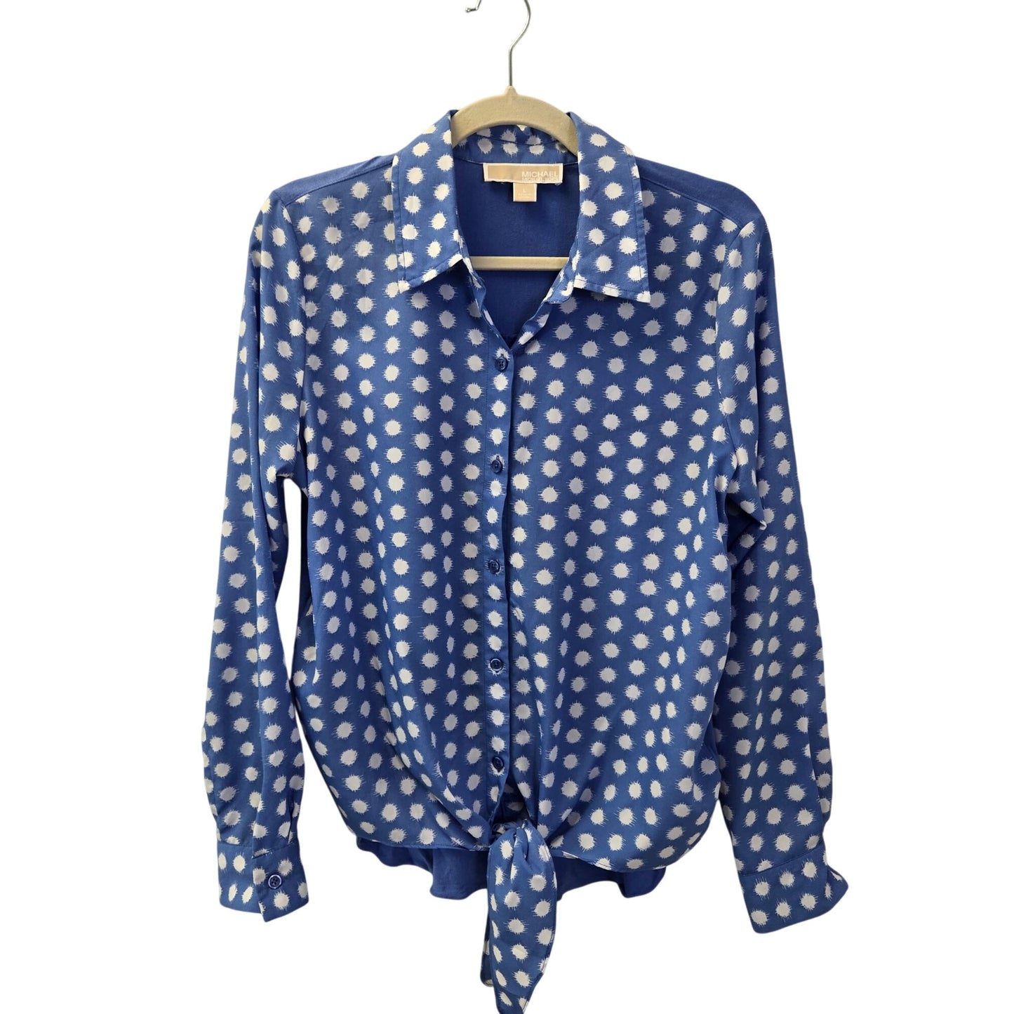 Michael Michael Kors Sunburst Print Mixed Media Tie Waist Blouse Size Large