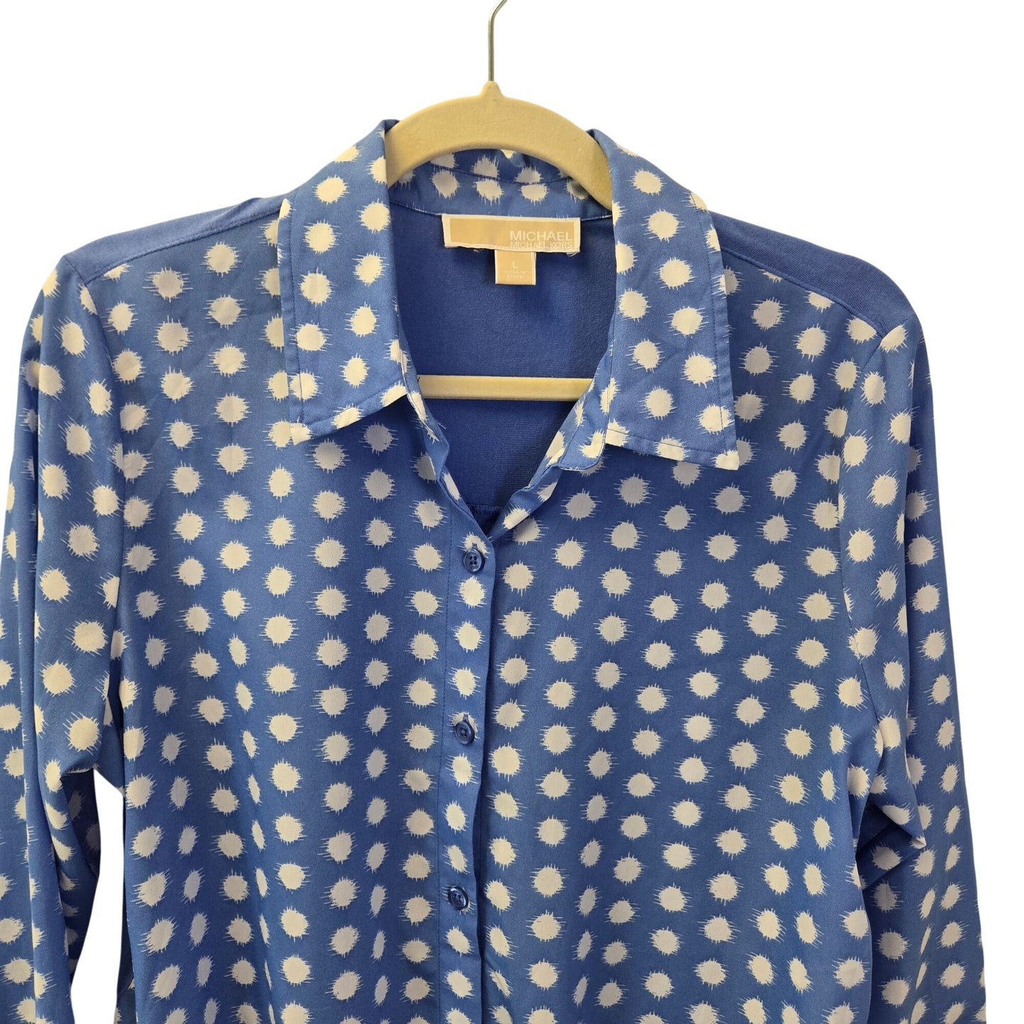 Michael Michael Kors Sunburst Print Mixed Media Tie Waist Blouse Size Large