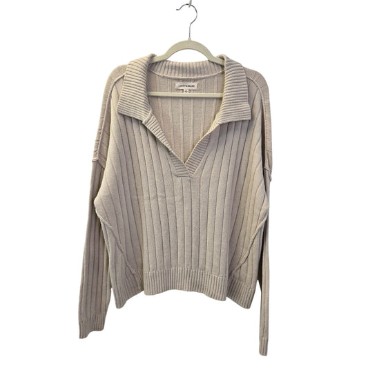 Lucky Brand Cotton Blend Collared V-Neck Slightly Cropped Sweater Size XL