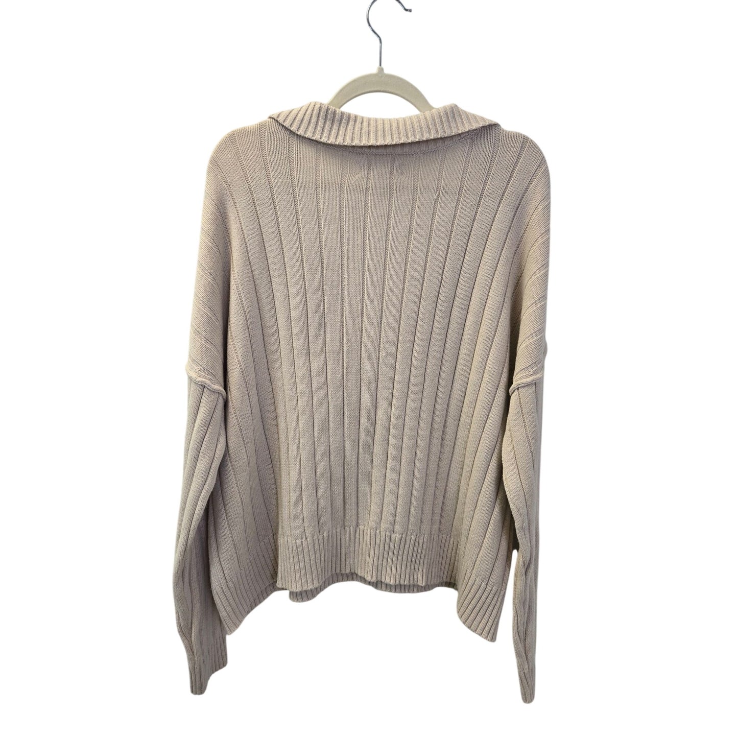 Lucky Brand Cotton Blend Collared V-Neck Slightly Cropped Sweater Size XL