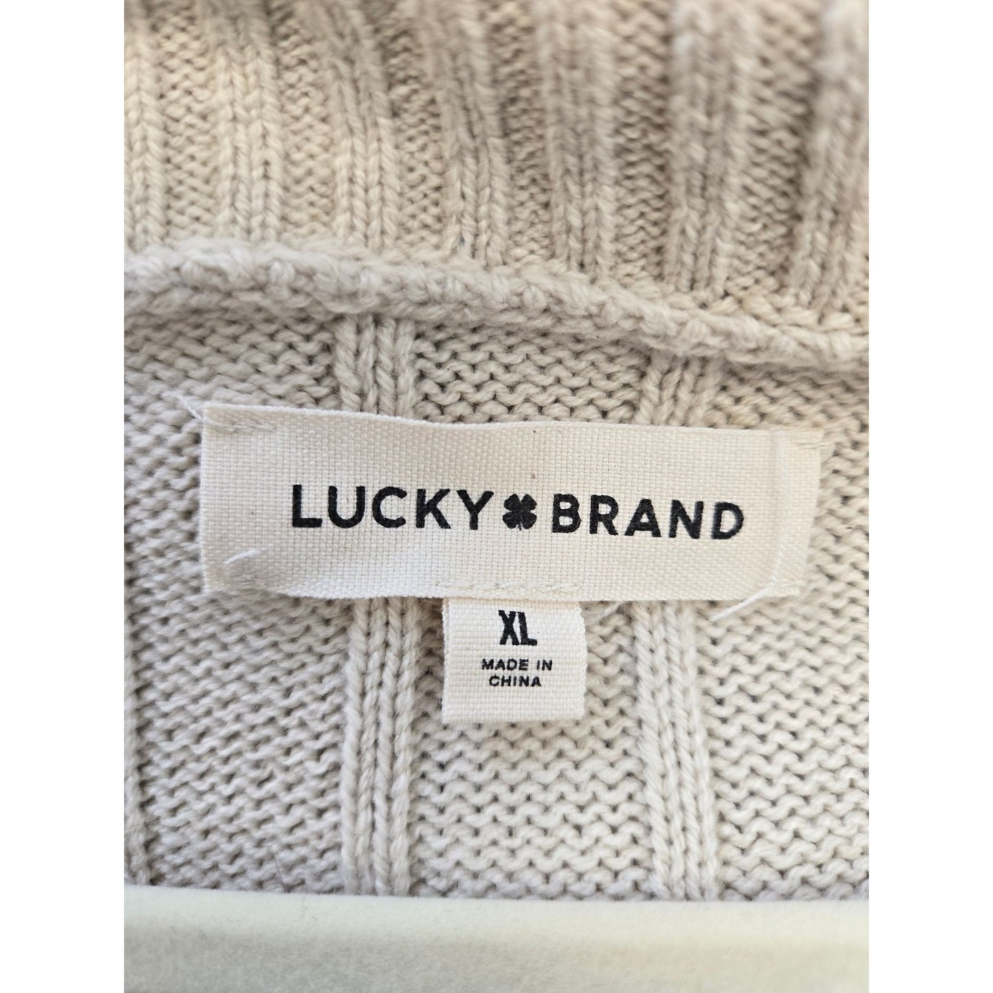 Lucky Brand Cotton Blend Collared V-Neck Slightly Cropped Sweater Size XL