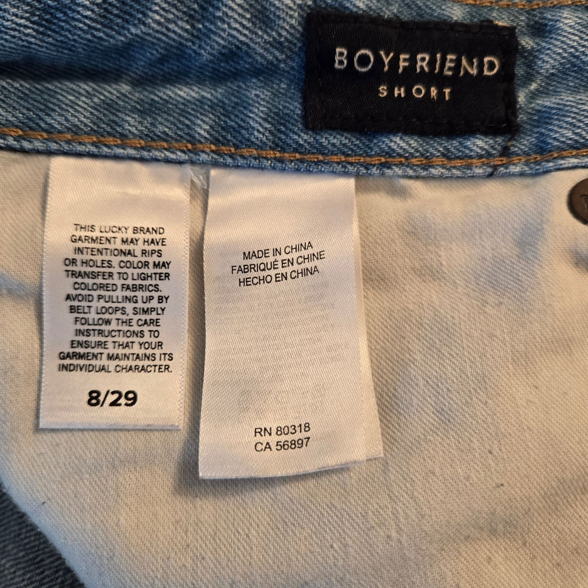 Lucky Brand Boyfriend Distressed Button Fly Jean Shorts Size 8
